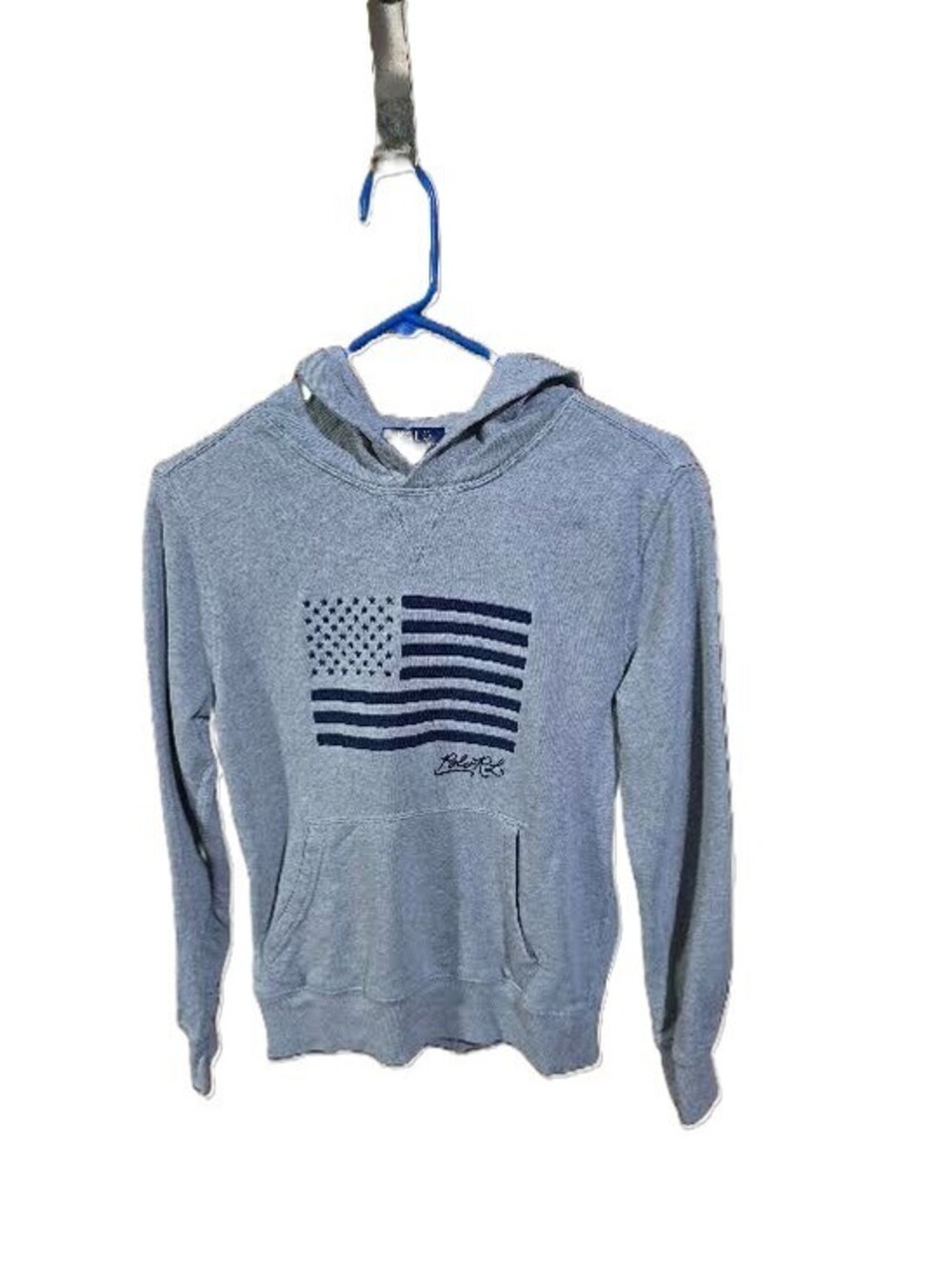 Polo Ralph Lauren Gray Hoodie With Navy Flag